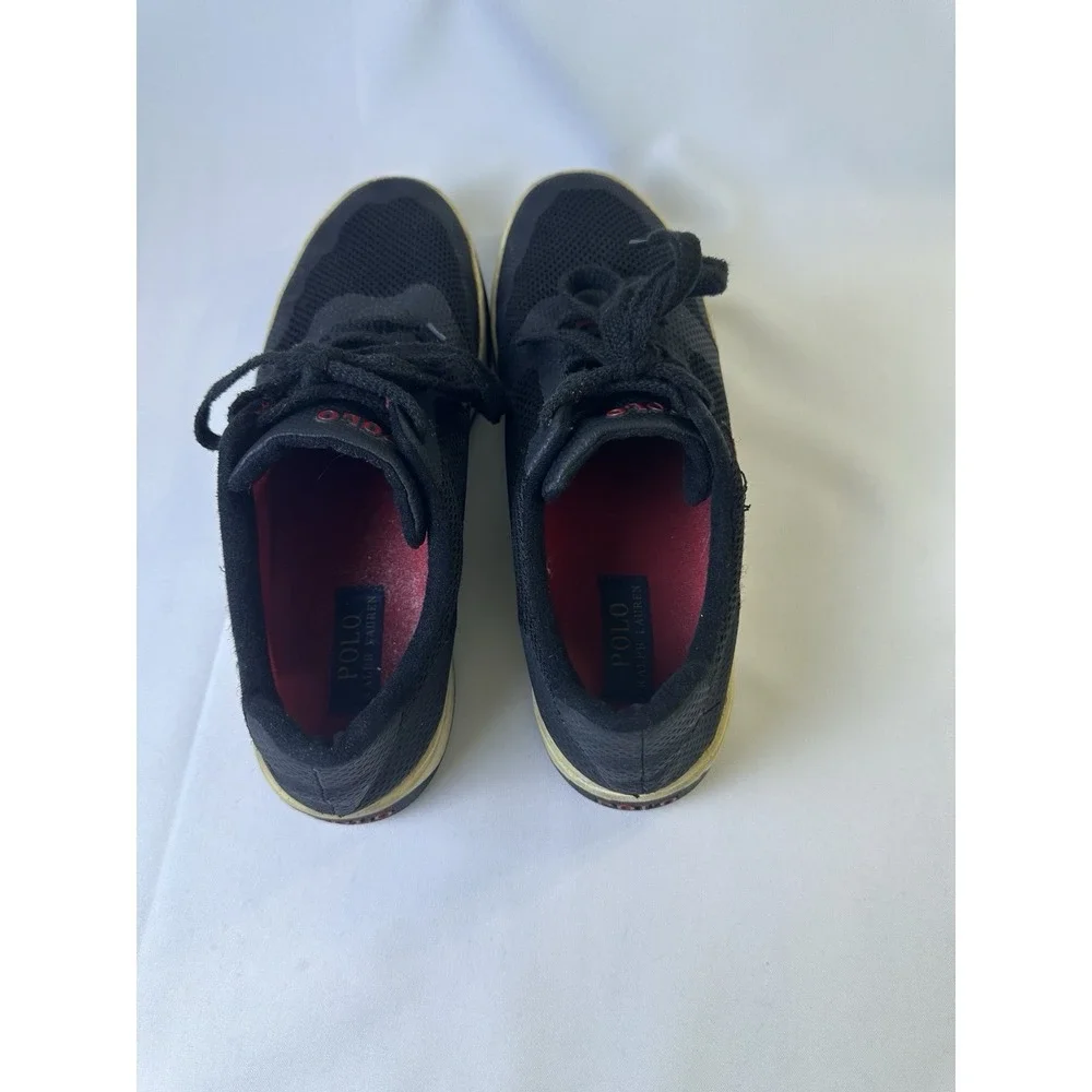 Polo Ralph Lauren Sneakers Black Hellidon Men's Sz 9.5 D Canvas‎ Pony Shoes